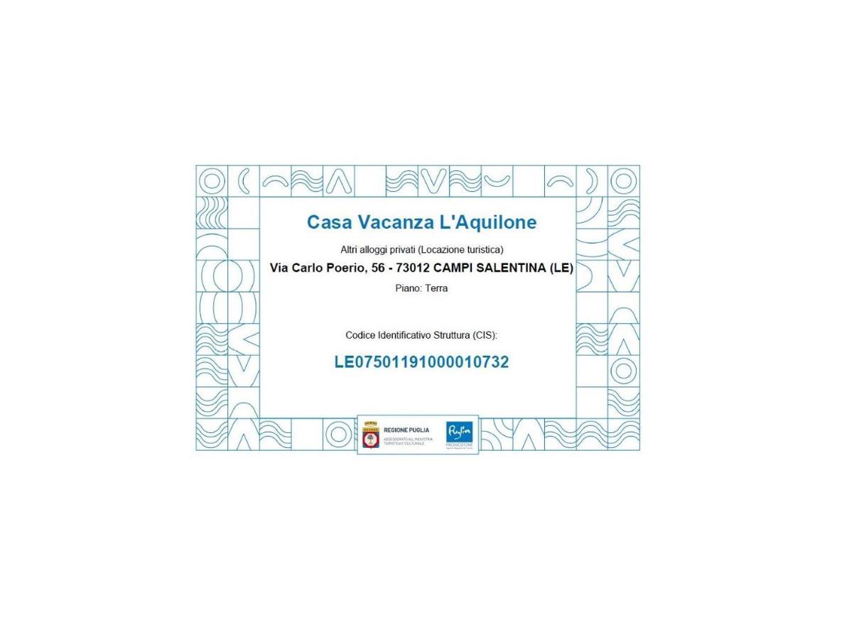 Casa Vacanza L'Aquilone Campi Salentina Kültér fotó